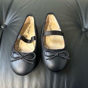 Cat & Jack Black Mary Jane Flats Girls Toddler Size 6 Bow Dress Shoes NWOT